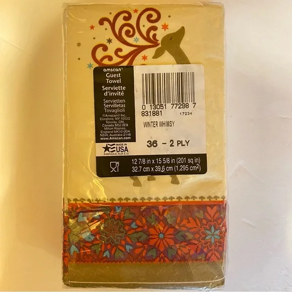 Amscan Winter Whimsy Guest Holiday Paper Napkins - 36 pcs. 12 7/8in x 15 5/8in. - Picture 3 of 4